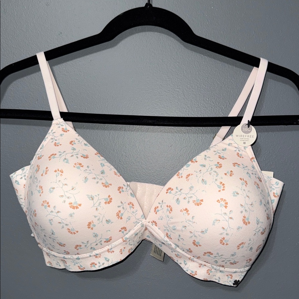 Lucky Brand women’s size 36C wire free padded deep v bra adjustable straps new